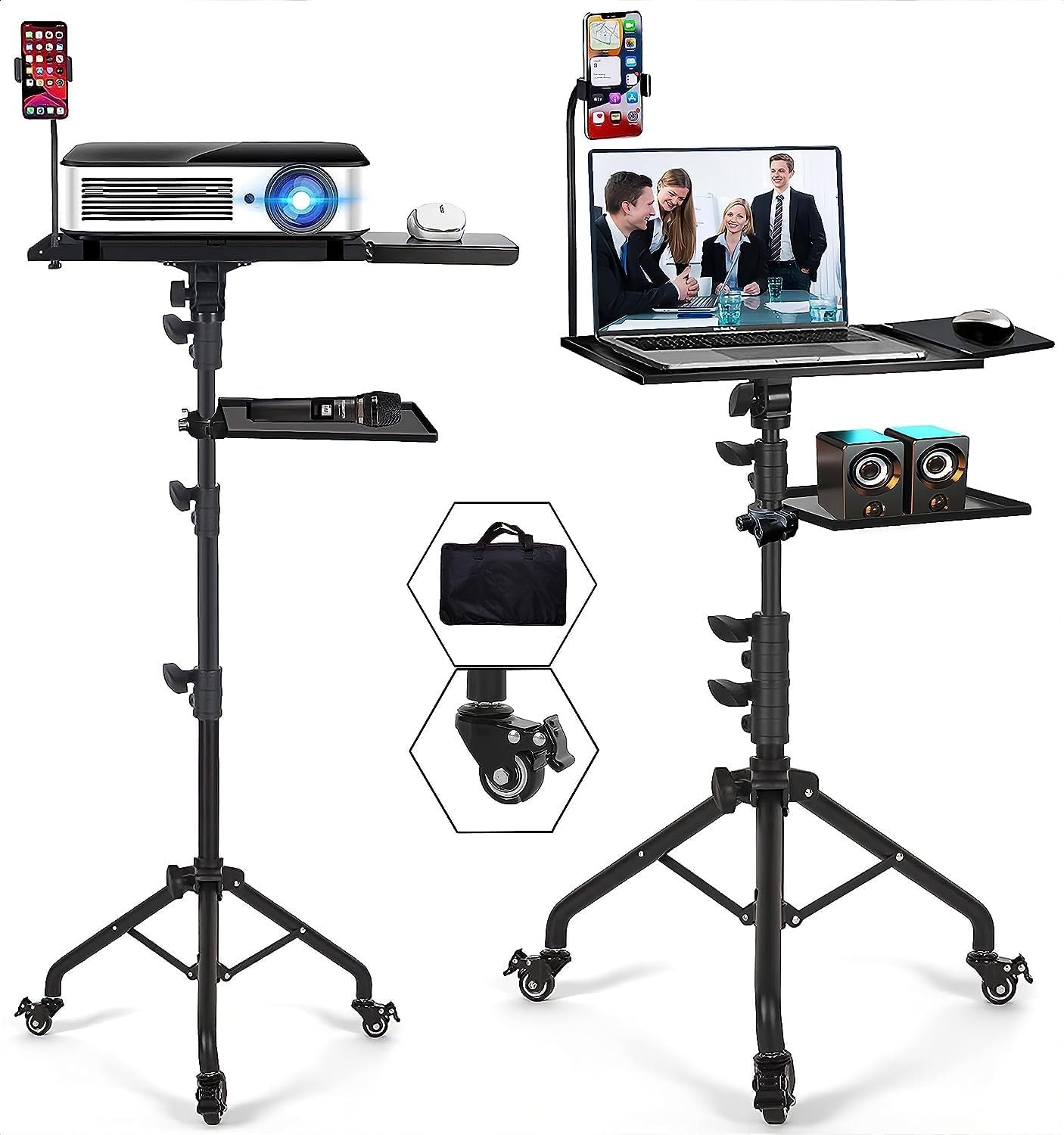 Projector Stand with Wheels,Height Adjustable Laptop Tripod Stand,