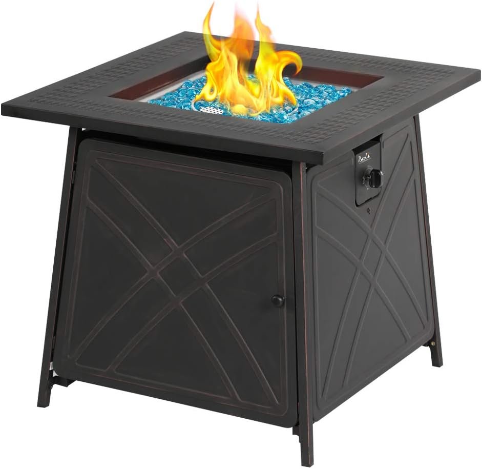 Best OUTDOORS Propane Fire Pit Table, 28 inch 50,000 BTU Auto-Ignition Outdoor Gas Fire Pit Table, CSA Certification Approval and Strong Steel Tabletop...