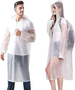 Best Raincoat Rain Poncho for Adults, EVA Rain Poncho for Women and Men Reusable Raincoat Jacket Packable Raincoat for Family Fishing/Travel/Emergency/no PVC with Hood and Elastic Sleeveng!