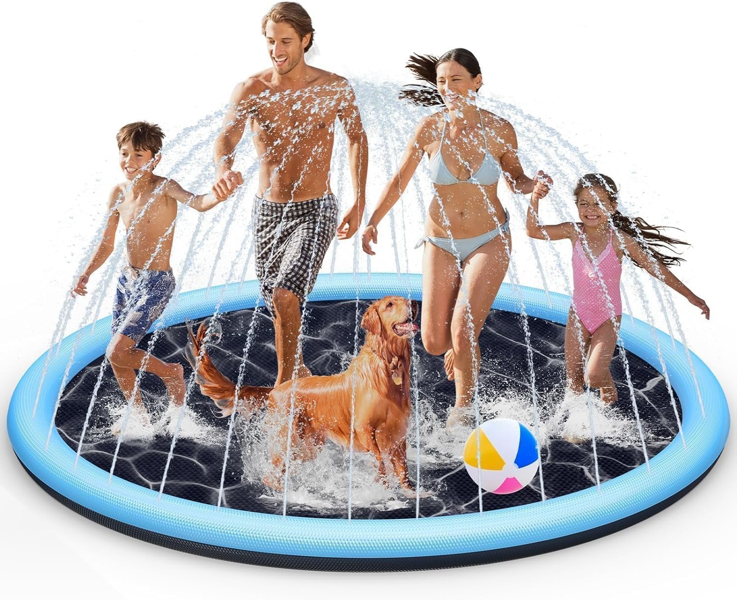 Ultimate Fun: 87" Splash Pad Sprinkler for Kids & Dogs - Non-Slip Play Mat, Perfect Summer Toy & Parent-Kids Game .